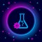 Glowing neon line Bioengineering icon isolated on black background. Element of genetics and bioengineering icon. Biology