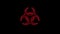 Glowing neon line Biohazard symbol icon isolated on black background. 4K