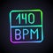 Glowing neon line Bitrate icon isolated on black background. Music speed. Sound quality. Vector