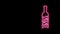 Glowing neon line Bottle of wine icon isolated on black background. Lettering bottle of wine. 4K Video motion graphic