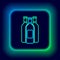 Glowing neon line Bottles of wine icon isolated on black background. Colorful outline concept. Vector