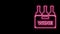 Glowing neon line Bottles of wine in a wooden box icon isolated on black background. Wine bottles in a wooden crate icon