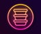 Glowing neon line Bowl icon isolated on black background. Vector