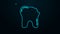 Glowing neon line Broken tooth icon isolated on black background. Dental problem icon. Dental care symbol. 4K Video