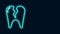 Glowing neon line Broken tooth icon isolated on black background. Dental problem icon. Dental care symbol. 4K Video