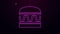 Glowing neon line Burger icon isolated on purple background. Hamburger icon. Cheeseburger sandwich sign. Fast food menu