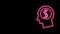 Glowing neon line Business man planning mind icon isolated on black background. Head with dollar. Idea to earn money