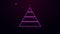 Glowing neon line Business pyramid chart infographics icon isolated on purple background. Pyramidal stages graph