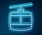 Glowing neon line Cable car icon isolated on blue background. Funicular sign. Vector