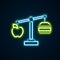 Glowing neon line Calorie calculator icon isolated on isolated on black background. Calorie count. Diet. Weight loss