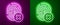 Glowing neon line Cancelled fingerprint icon isolated on purple and green background. Access denied for user concept