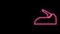 Glowing neon line Car handbrake icon isolated on black background. Parking brake lever. 4K Video motion graphic