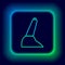 Glowing neon line Car handbrake icon isolated on black background. Parking brake lever. Colorful outline concept. Vector