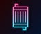 Glowing neon line Car radiator cooling system icon isolated on black background. Vector
