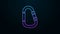 Glowing neon line Carabiner icon isolated on black background. Extreme sport. Sport equipment. 4K Video motion graphic