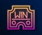 Glowing neon line Casino win icon isolated on black background. Vector