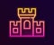 Glowing neon line Castle icon isolated on black background. Medieval fortress with a tower. Protection from enemies