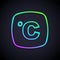 Glowing neon line Celsius icon isolated on black background. Vector