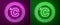 Glowing neon line Celsius icon isolated on purple and green background. Vector