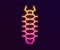 Glowing neon line Centipede insect icon isolated on black background. Vector