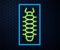 Glowing neon line Centipede insect icon isolated on brick wall background. Vector