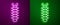 Glowing neon line Centipede insect icon isolated on purple and green background. Vector