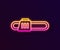 Glowing neon line Chainsaw icon isolated on black background. Vector Illustration