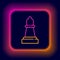 Glowing neon line Chess icon isolated on black background. Business strategy. Game, management, finance. Colorful