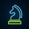 Glowing neon line Chess icon isolated on black background. Business strategy. Game, management, finance. Colorful
