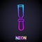 Glowing neon line Chisel tool for wood icon isolated on black background. Vector