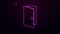 Glowing neon line Closed door icon isolated on purple background. 4K Video motion graphic animation