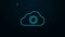 Glowing neon line Cloud sync refresh icon isolated on black background. Cloud and arrows. 4K Video motion graphic