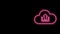 Glowing neon line Cloud upload icon isolated on black background. 4K Video motion graphic animation