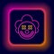 Glowing neon line Clown head icon isolated on black background. Colorful outline concept. Vector