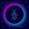 Glowing neon line Cockroach icon isolated on black background. Colorful outline concept. Vector