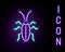 Glowing neon line Cockroach icon isolated on black background. Colorful outline concept. Vector