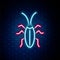 Glowing neon line Cockroach icon isolated on brick wall background. Colorful outline concept. Vector