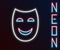 Glowing neon line Comedy theatrical mask icon isolated on black background. Colorful outline concept. Vector