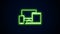 Glowing neon line Computer monitor, graphic tablet and mobile phone icon isolated on black background. Earnings in the
