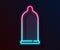Glowing neon line Condom safe sex icon isolated on black background. Safe love symbol. Contraceptive method for male