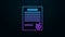 Glowing neon line Confirmed document and check mark icon isolated on black background. Checklist icon. Business concept