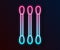 Glowing neon line Cotton swab for ears icon isolated on black background. Vector