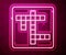 Glowing neon line Crossword icon isolated on red background. Vector