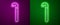 Glowing neon line Crowbar icon isolated on purple and green background. Vector Illustration