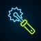 Glowing neon line Cutter roll for honey icon isolated on black background. Tool of the beekeeper. Colorful outline