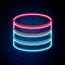 Glowing neon line Database icon isolated on brick wall background. Network databases, disc with progress bar. Backup