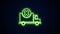 Glowing neon line Delivery cargo truck vehicle icon isolated on black background. 4K Video motion graphic animation