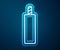 Glowing neon line Detonate dynamite bomb stick icon isolated on blue background. Time bomb - explosion danger concept