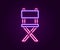 Glowing neon line Director movie chair icon isolated on black background. Film industry. Colorful outline concept