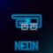 Glowing neon line Diving belt icon isolated on black background. Scuba gear. Diving underwater equipment. Colorful